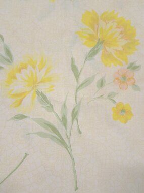 Tastemaker Full Flat Sheet Percal Yellow Floral 70s Cottagecore Shabby Chic Vtg